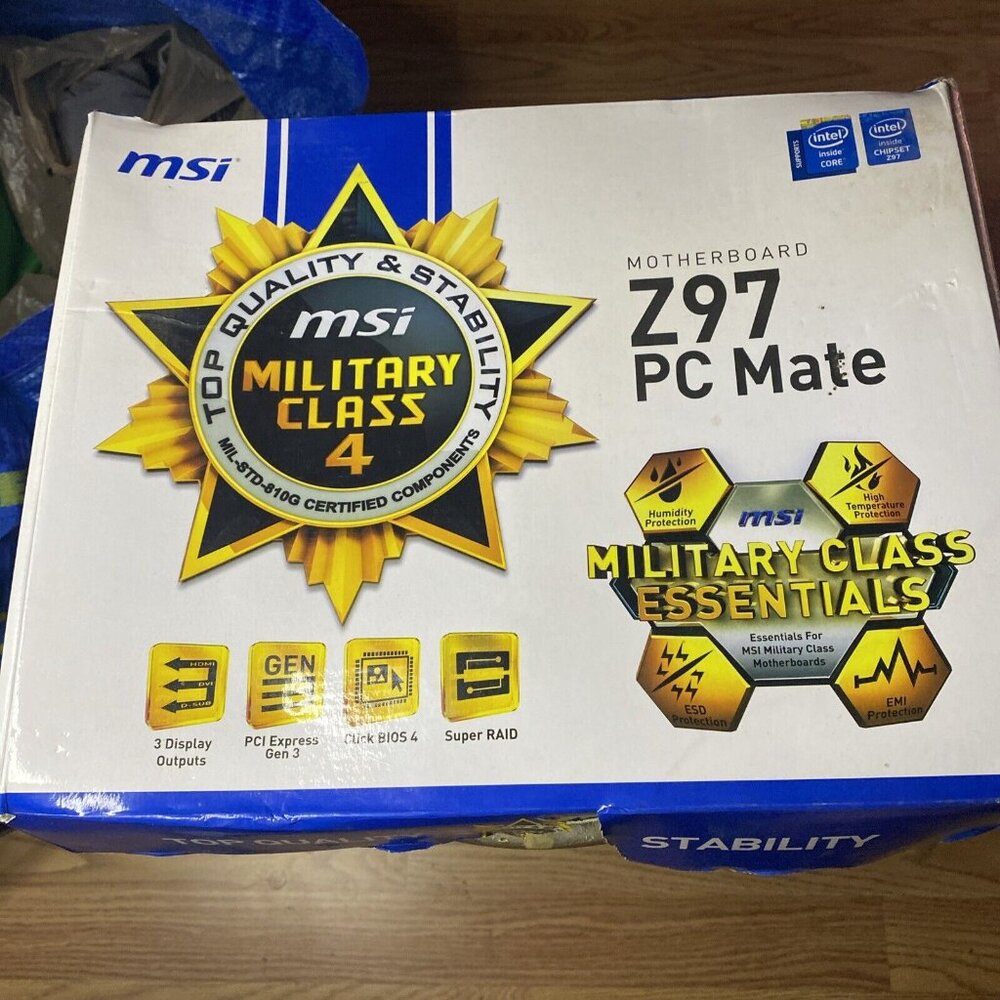 MSI Z97 PC Mate Motherboard w/ I/O Shield, Driver CD, Manual Unused Box Damage - Picture 3 of 11